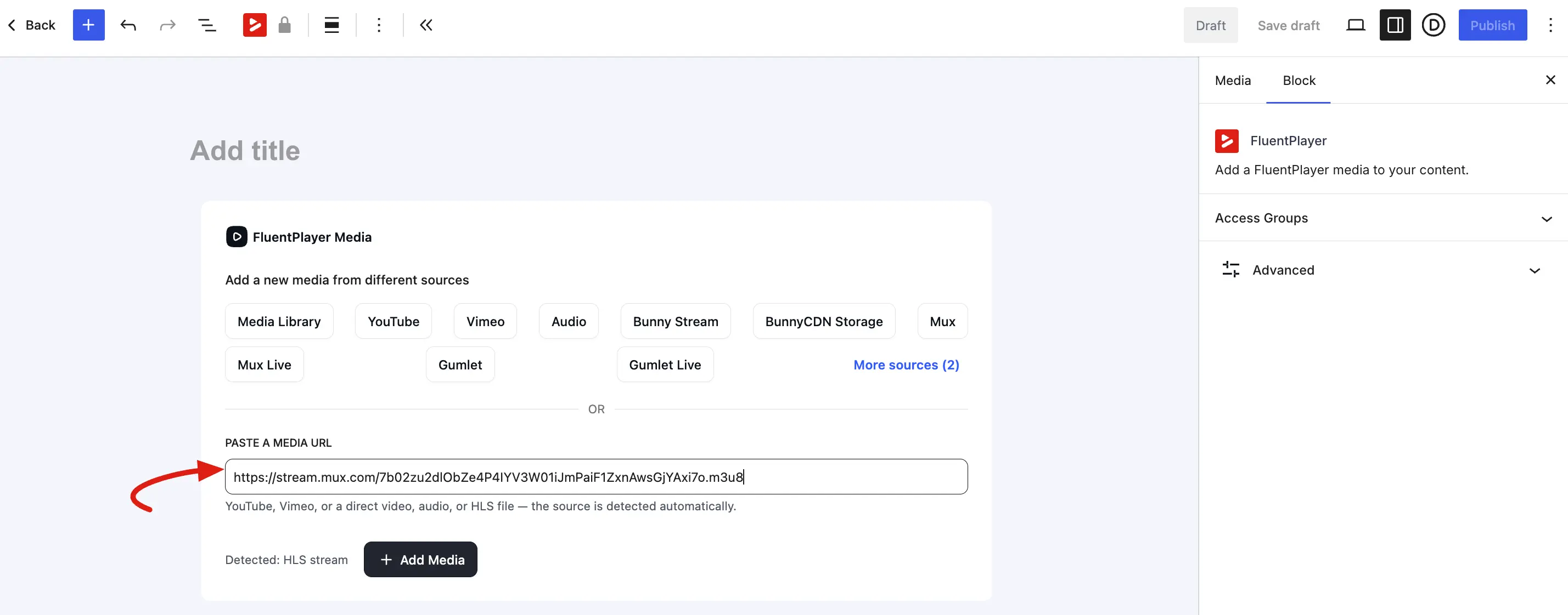 Paste Media url