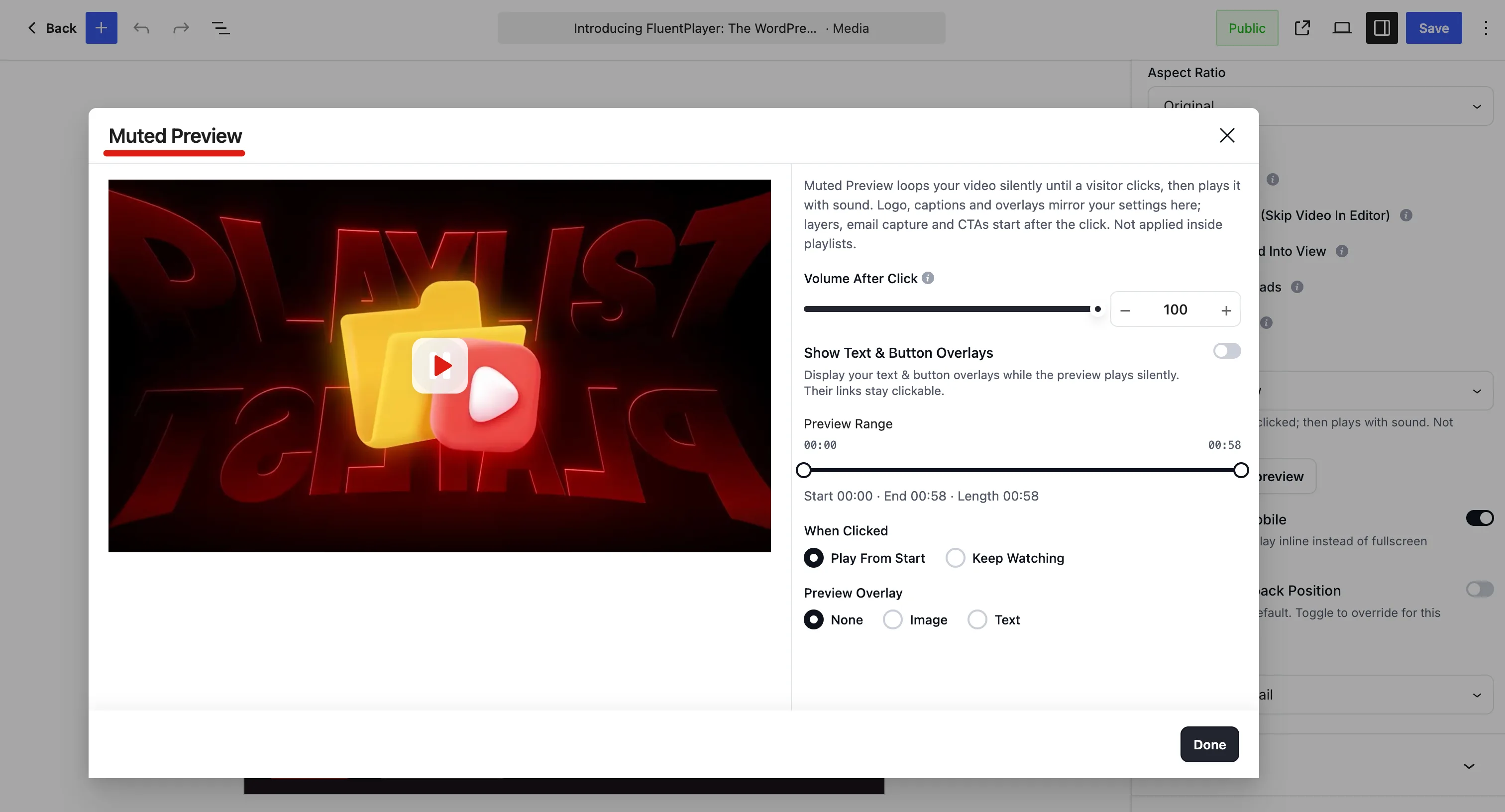 The Customize preview dialog