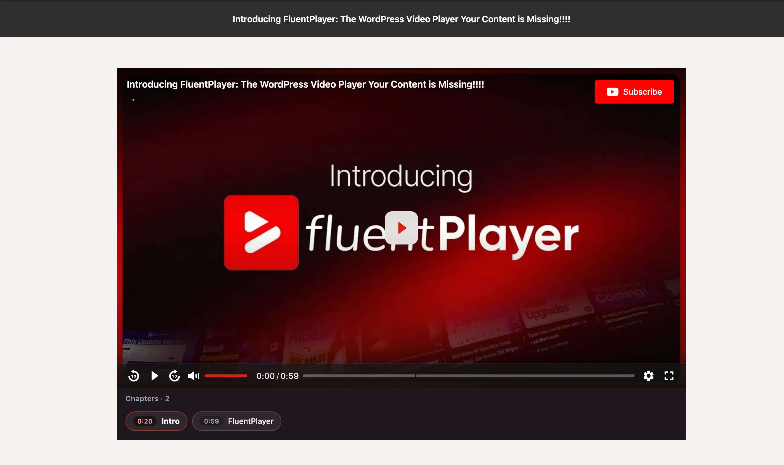 The chapter scroll strip on the front end, below the player