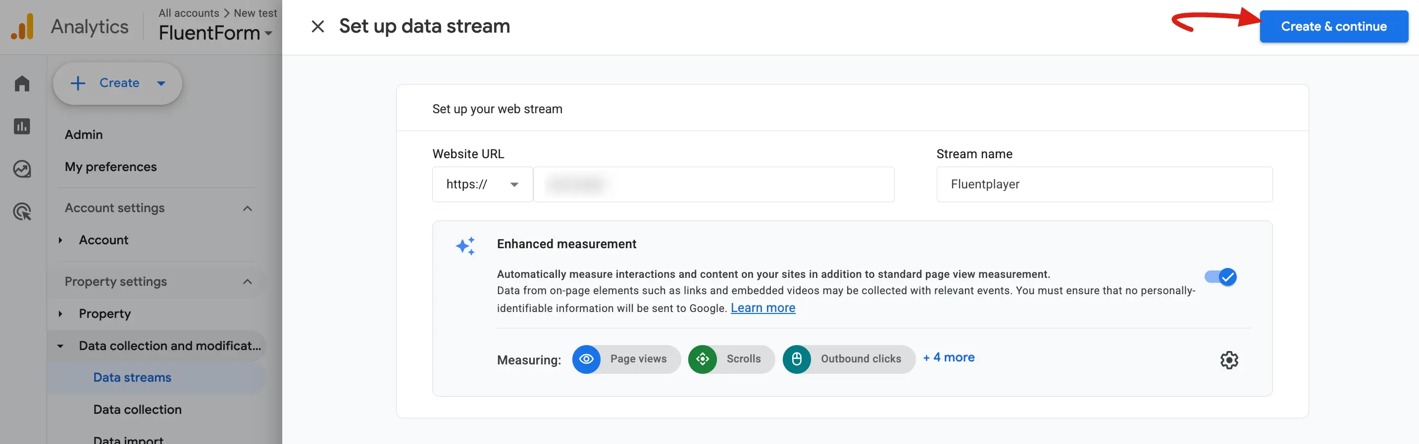 GA4 stream details showing the Measurement ID